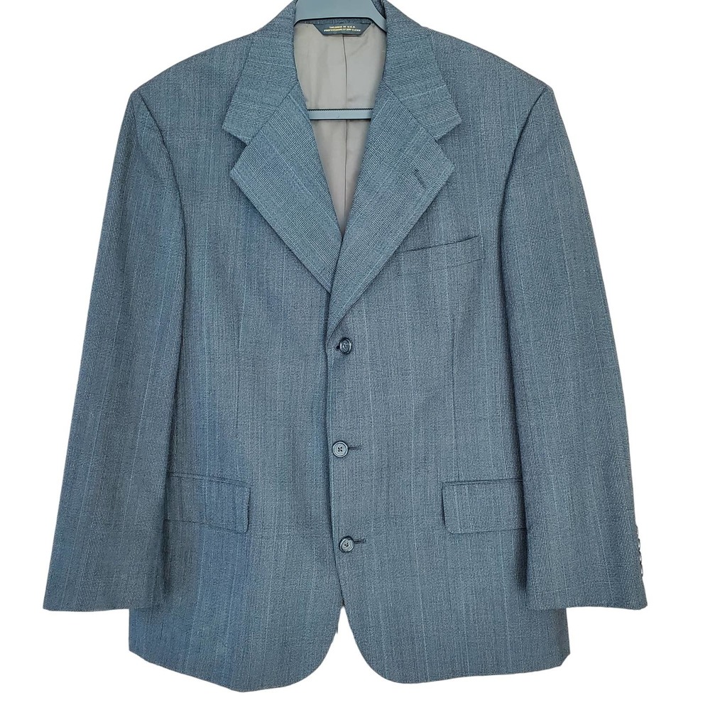 Tom James Men's 3 Button Single Breasted Blazer Sz 42 Gray Career Formal